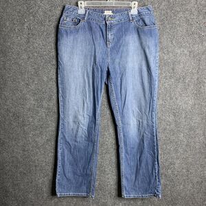LL Bean Favorite Fit Jeans Women Size 14 Straight Leg High Rise Med Wash Stretch